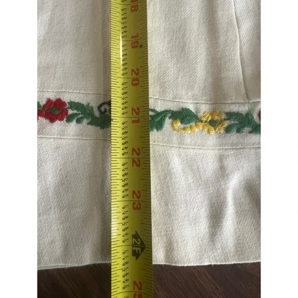 Vintage Cream Ivory Wool Skirt XS 21 In Waist 1950s 1960s Scandinavian Trim - Picture 8 of 8